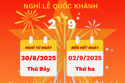THÔNG BÁO NGHỈ LỄ QUỐC KHÁNH 2-9